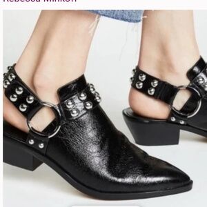 NWOB Rebecca Minkoff Korlyn Patent Leather Studded Mules Size 6